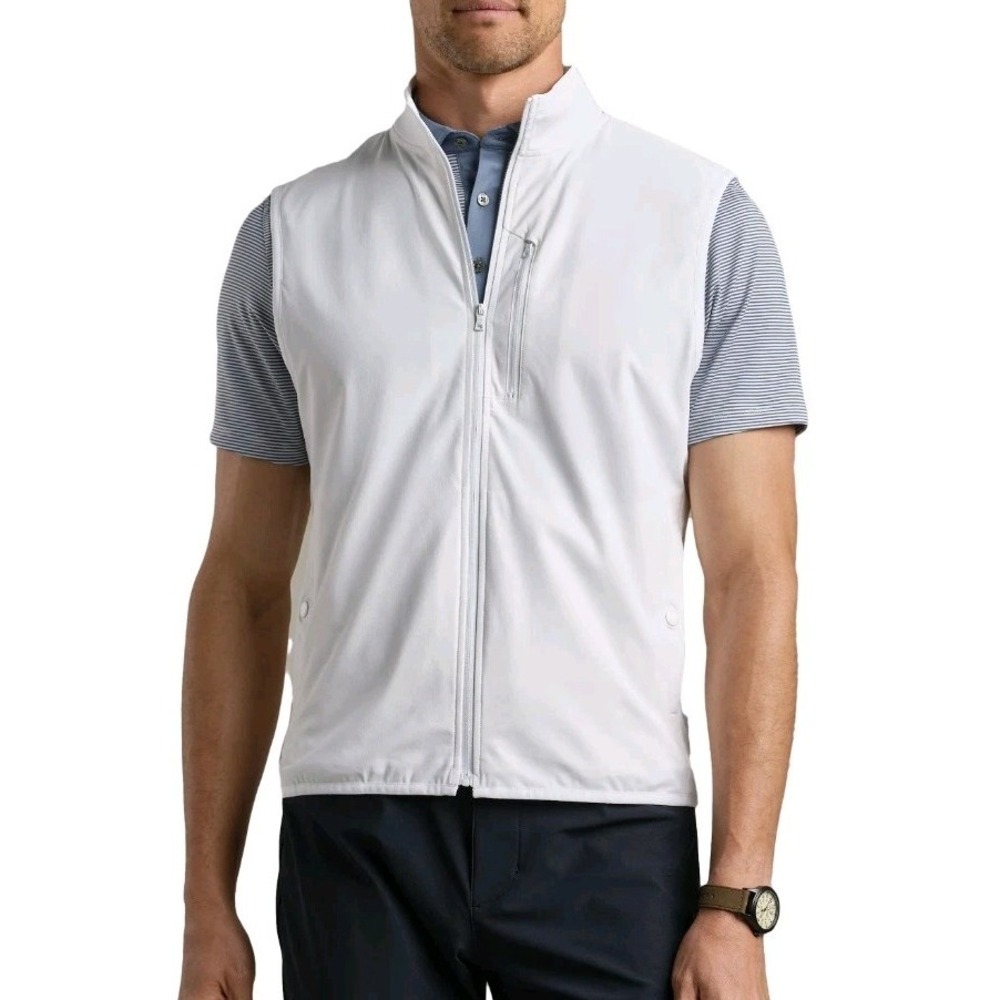 Rhone Top Flight Vest Men XL Gray Commuter Full Zip Mock Neck Activewear Golf